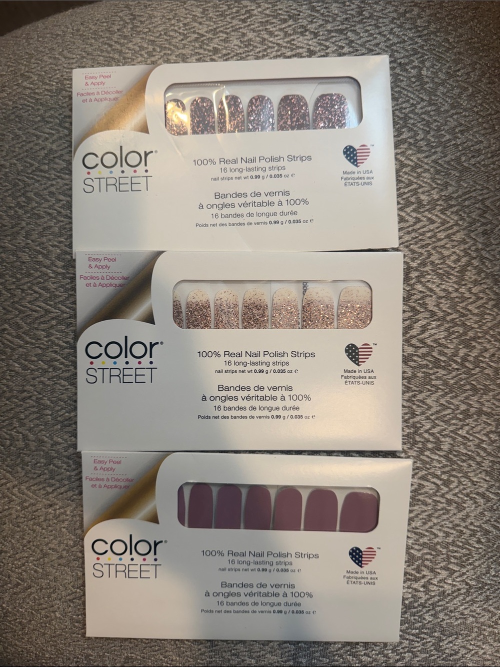 3 Sets Color Street Nail Polish Strips. Capitol Hill, Manchester Mauve, Coming U